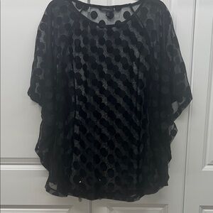 Lane Bryant Black Polka Dot Mesh Poncho Top - 22/24